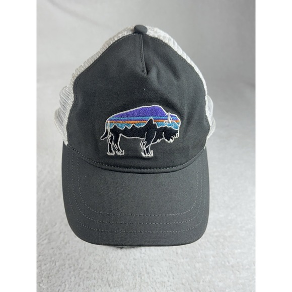 Patagonia Forge Gray Roy Fitz Bison Lopro Mesh Trucker Hat Cap Adjustable Strap - Picture 1 of 11